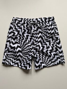 Boardies Boys Black & White Hazard Swim Shorts - Size 7-8